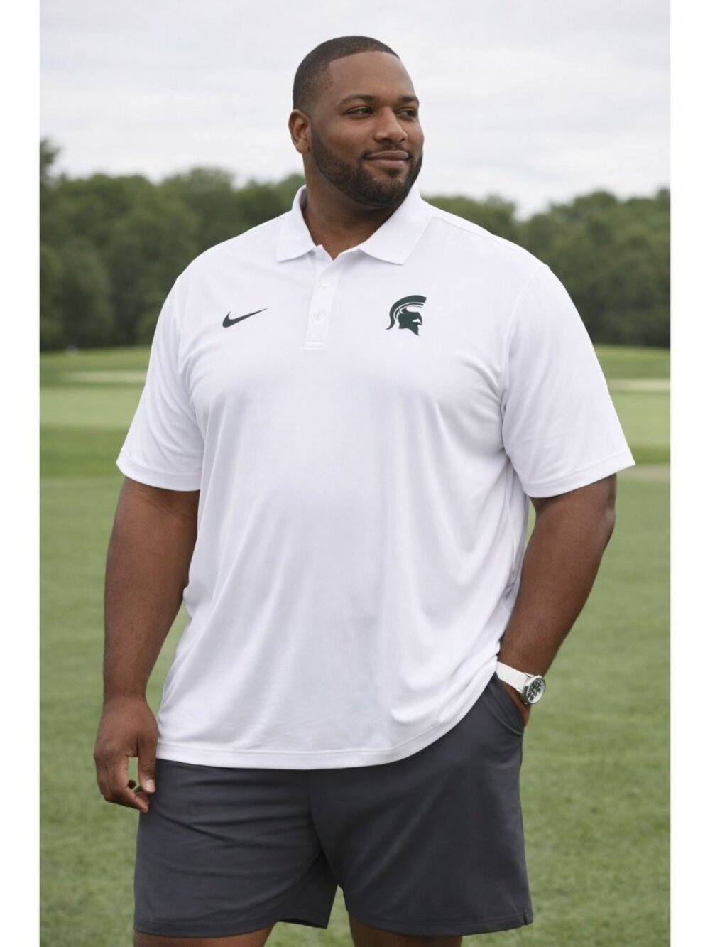 Nike Michigan State Polo Mens 3XL White Dri-FIT Performance Shirt Spartans NWT N